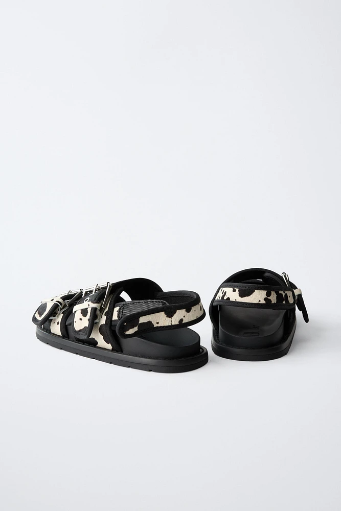 ANIMAL PRINT LEATHER SANDALS