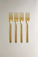 SET OF GOLD STEEL BRUNCH DESSERT FORKS (SET OF 4)