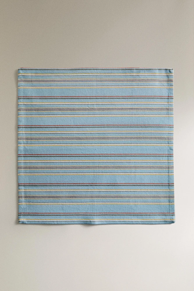 LOT SERVIETTES DE TABLE COTON RAYURES MULTICOLRES (LOT DE