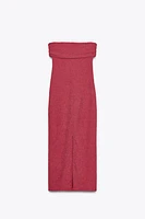 TEXTURED BANDEAU MIDI DRESS