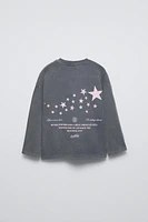 WASHED EFFECT SHIRT WITH TEXT