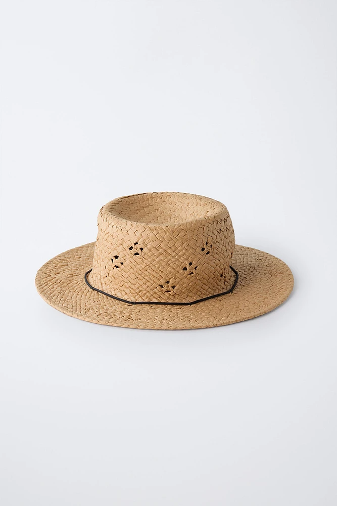 STRAW-LOOK HAT WITH CORD
