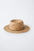 STRAW-LOOK HAT WITH CORD
