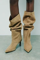 HEELED SUEDE KNEE HIGH BOOTS