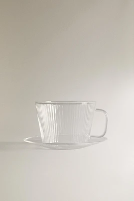 BOROSILICATE GLASS TEACUP AND SAUCER