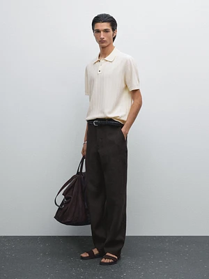 Polo en maille texturée 100 % coton