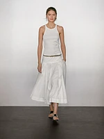 Jupe midi empiècement 100 % coton
