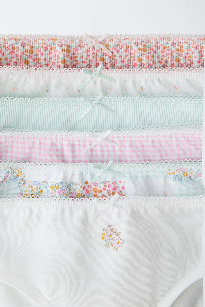 6- ANS/ LOT DE SIX CULOTTES PATCHWORK ET FLEURS RIB