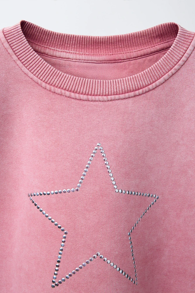 WASHED EFFECT STAR SWEATSHIRT