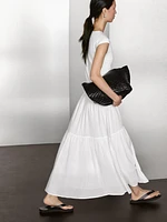 Long contrast V-neck dress