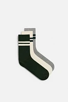 LOT DE 3 PAIRES CHAUSSETTES À BANDES