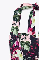 PRINTED HALTER BODYSUIT