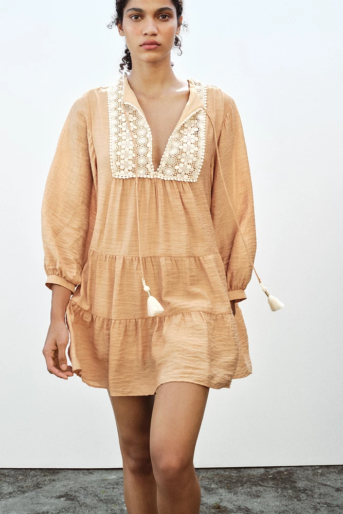 MINI BIB EMBROIDERED DRESS