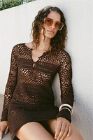 CROCHET KNIT MINI DRESS