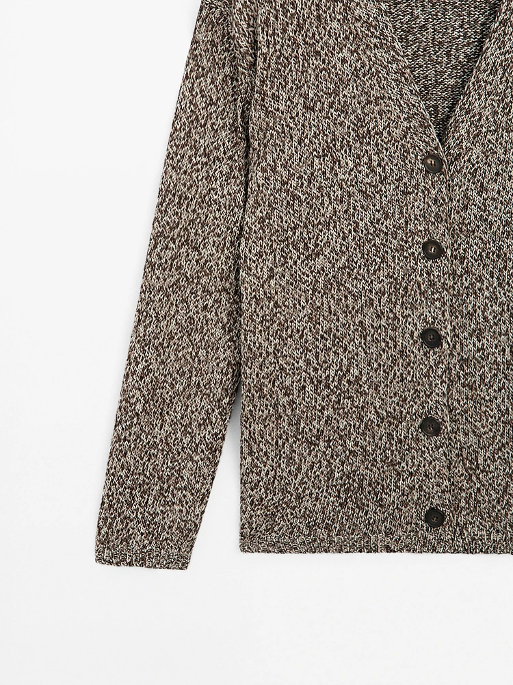 Mouliné V-neck long cardigan