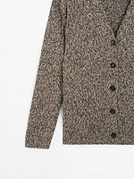 Mouliné V-neck long cardigan