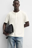 BUTTON NECK T-SHIRT