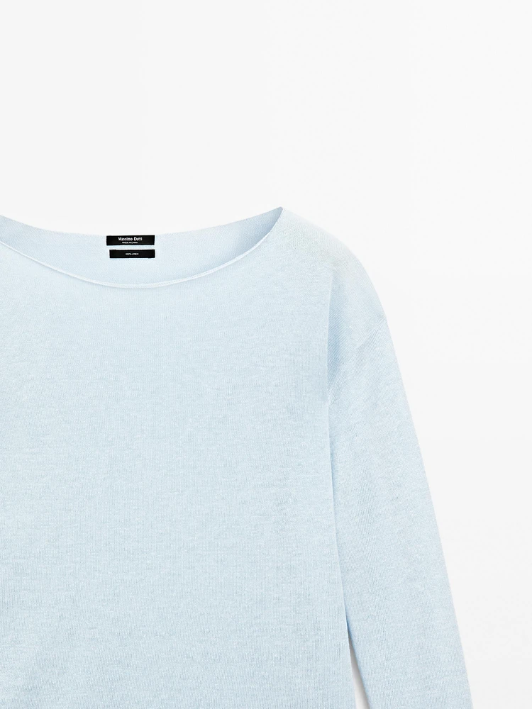 Pull col bateau 100 % lin