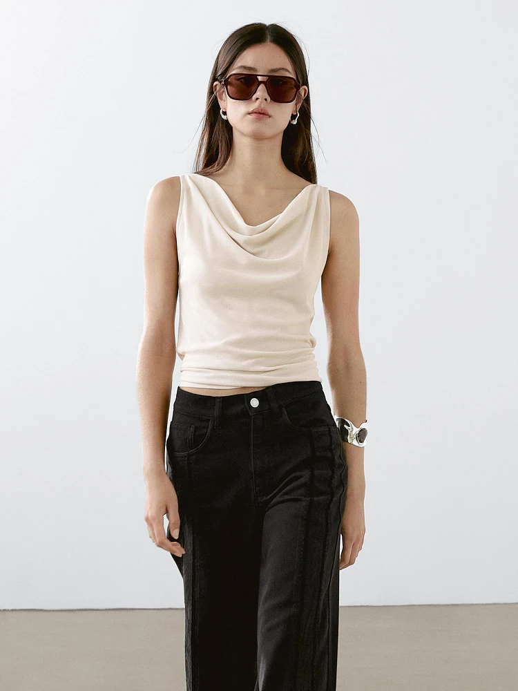 High-waist wide-leg jeans with seam details