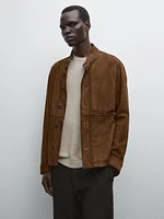 Veste en cuir finition daim