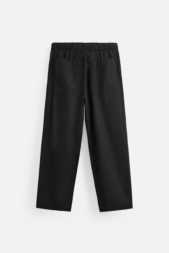 RELAXED FIT COTTON LINEN PANTS