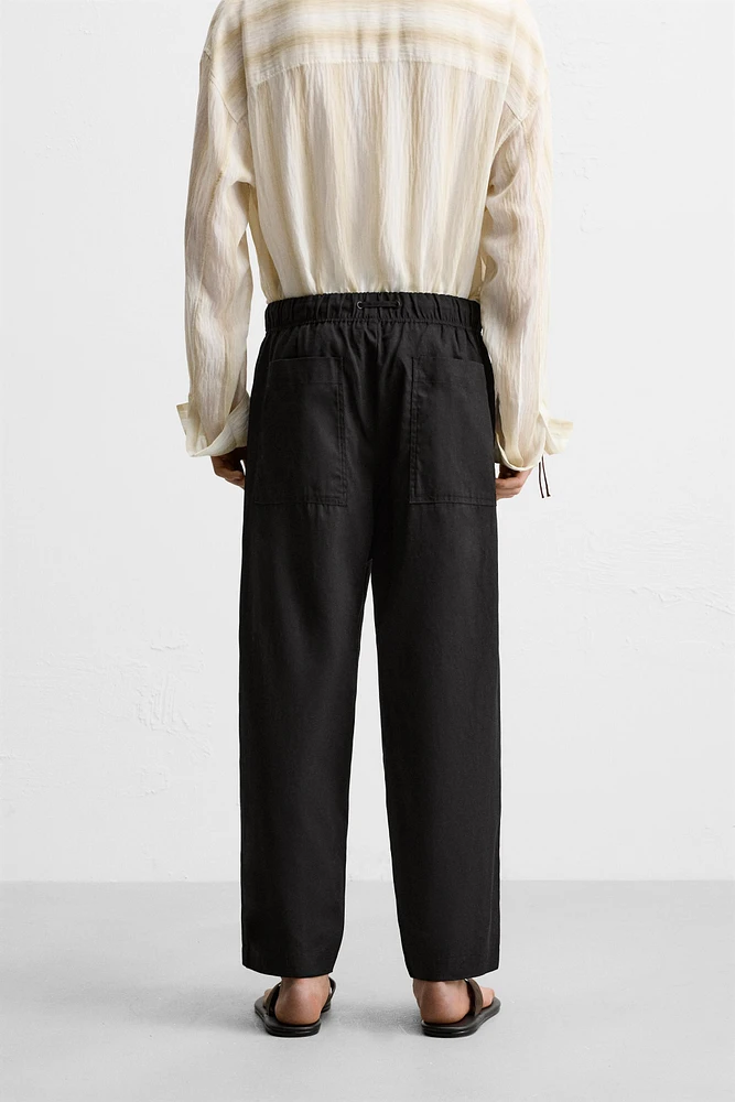 RELAXED FIT COTTON LINEN PANTS