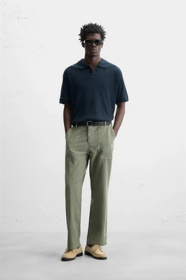 RIB TEXTURED POLO SHIRT