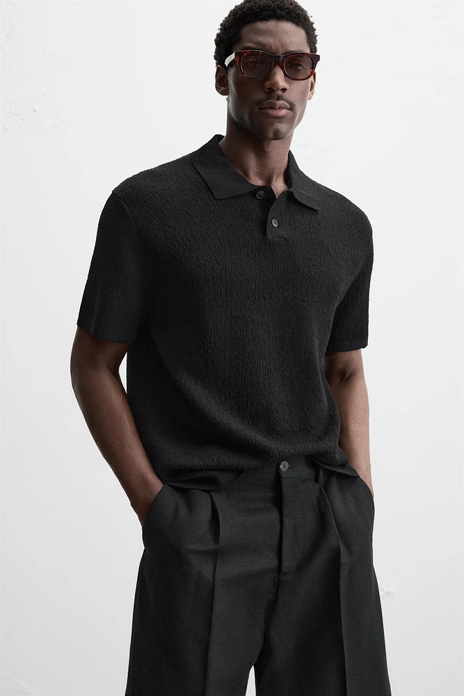REGULAR FIT TEXTURED POLO SHIRT