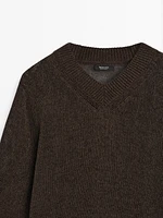 Pull col V coton mélangé
