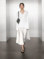 Pull coton en maille tressée ajourée