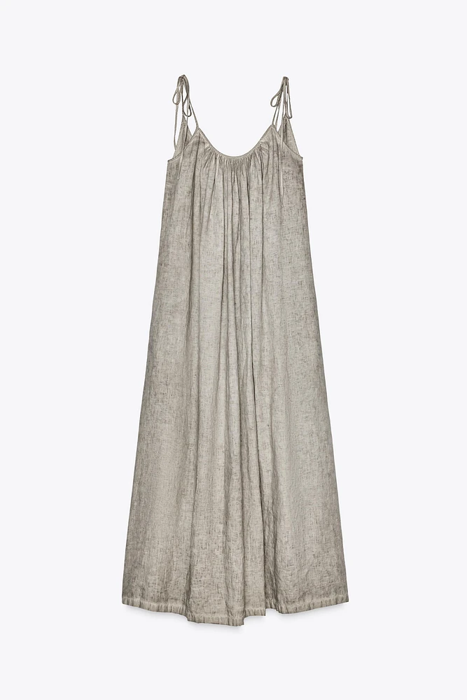 100% LINEN STRAPPY DRESS ZW COLLECTION