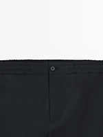 Regular fit technical fabric trousers