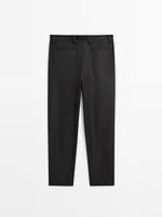 100% linen double dart trousers