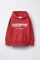 TEXT PRINT HOODED SWEATSHIRT