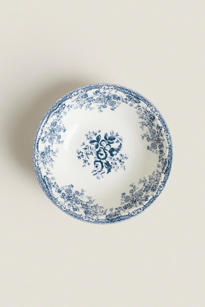 FLORAL EARTHENWARE BOWL