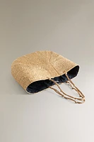 BRAIDED STRAW BAG WITH KNOTS