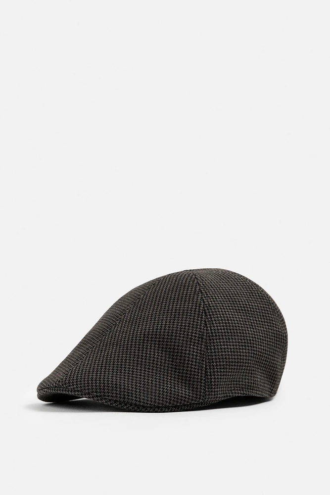 STRUCTURED HOUNDSTOOTH BERET