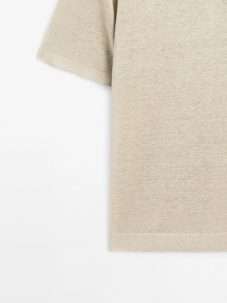 100% linen knit polo shirt