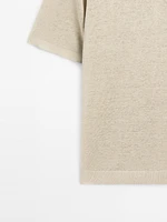 100% linen knit polo shirt