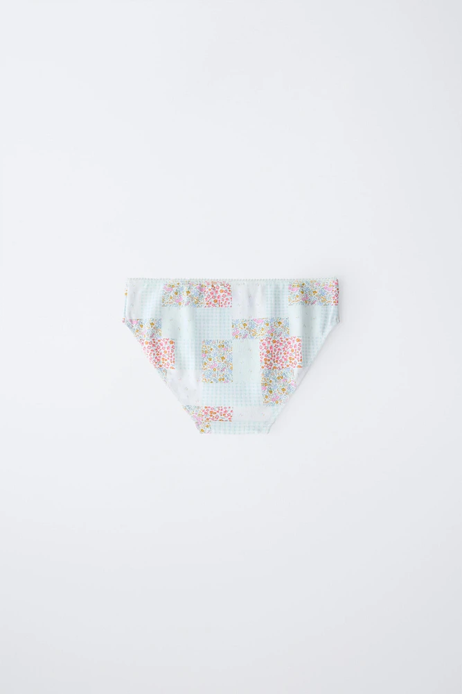 6- ANS/ LOT DE SIX CULOTTES PATCHWORK ET FLEURS RIB