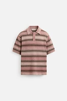 STRIPED WASHED KNIT POLO