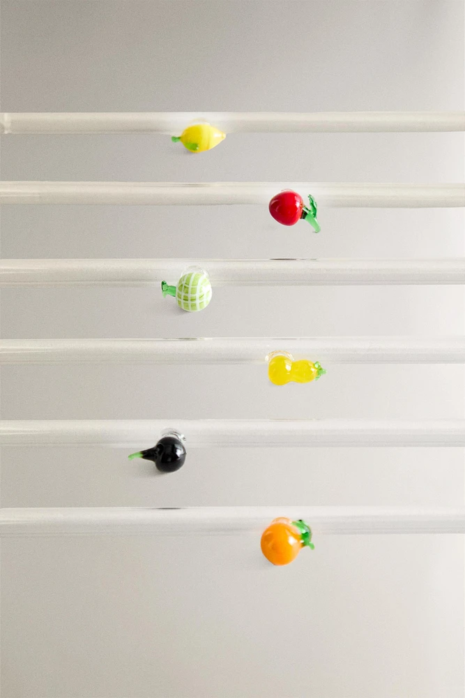 LOT PAILLES VERRE RECYCLABLE FIGURES FRUITS (LOT DE 6)