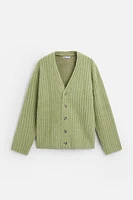 TEXTURED RIBBED CARDIGAN