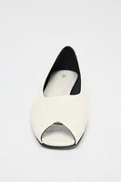 LEATHER OPEN TOE BALLET FLATS