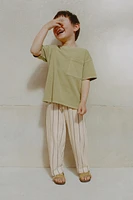 WOVEN STRIPE TERRY PANTS