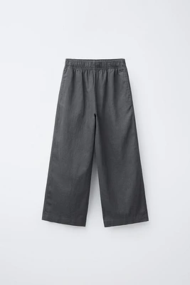 WIDE LEG LINEN BLEND PANTS