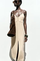 LINEN STRAPPY MIDI DRESS