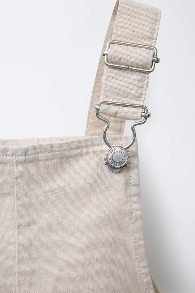 LINEN AND COTTON OVERALL SHORTS