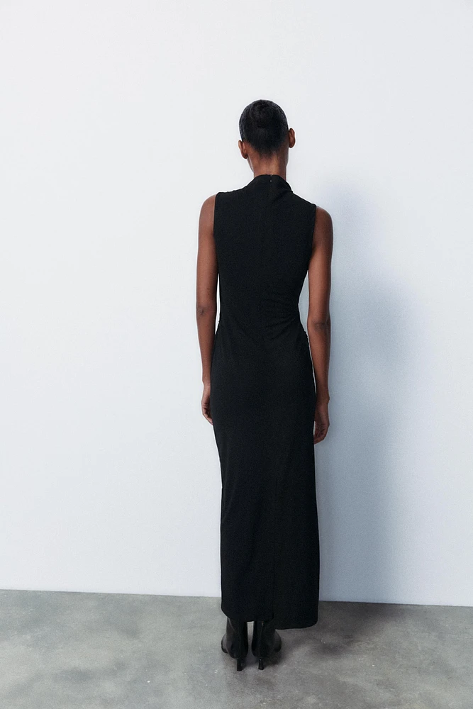 RUCHED MIDI DRESS