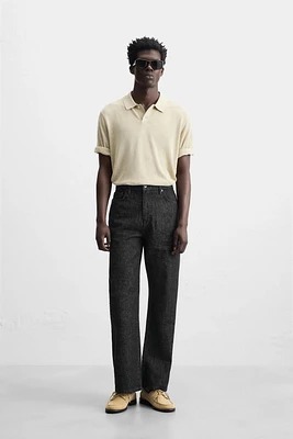 KNIT SILK LINEN POLO SHIRT